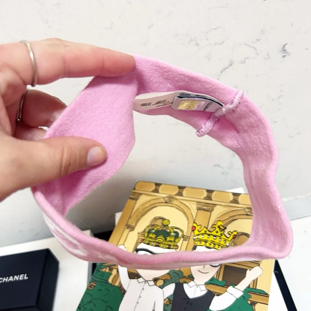 Authentic Dolce & Gabbana DG Beachwear Baby Pink & White Logo Headband